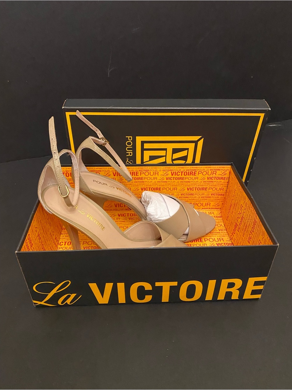 Pour La Victoire Nude Beige Slingback Heeled Sandals